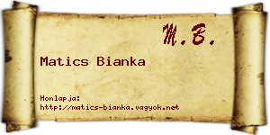 Matics Bianka névjegykártya
